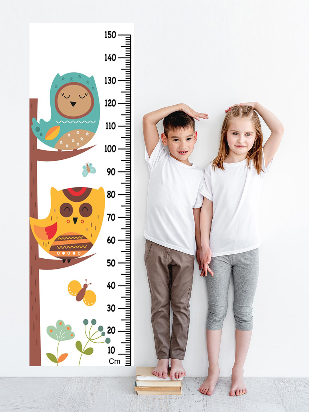 WENS Kids Multicoloured Sleepy Owls Height Chart Vinyl Wall Sticker
