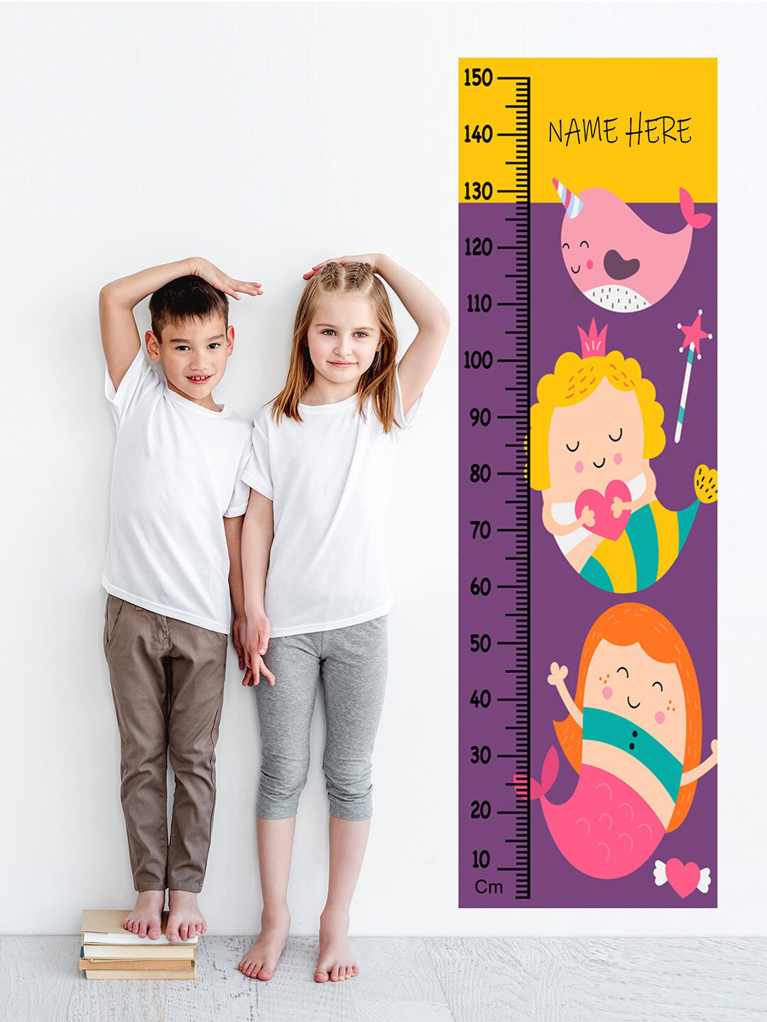 WENS Kids Multicoloured Mermaid Masti Height Chart Vinyl Wall Sticker