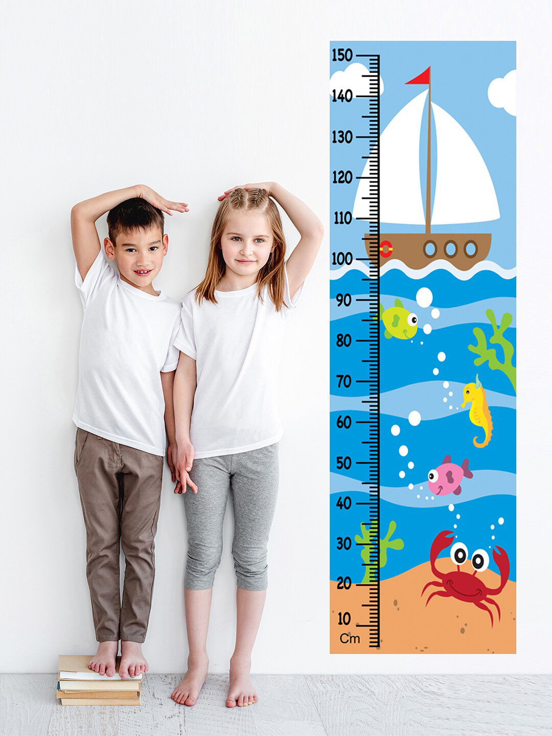 WENS Kids Multicoloured Ocean Height Chart Vinyl Wall Sticker