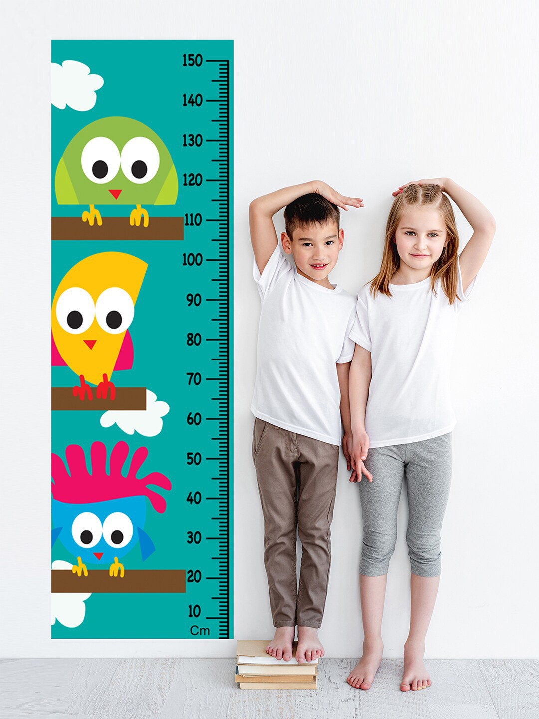 WENS Kids Multicoloured Colorful Owls Height Chart Vinyl Wall Sticker