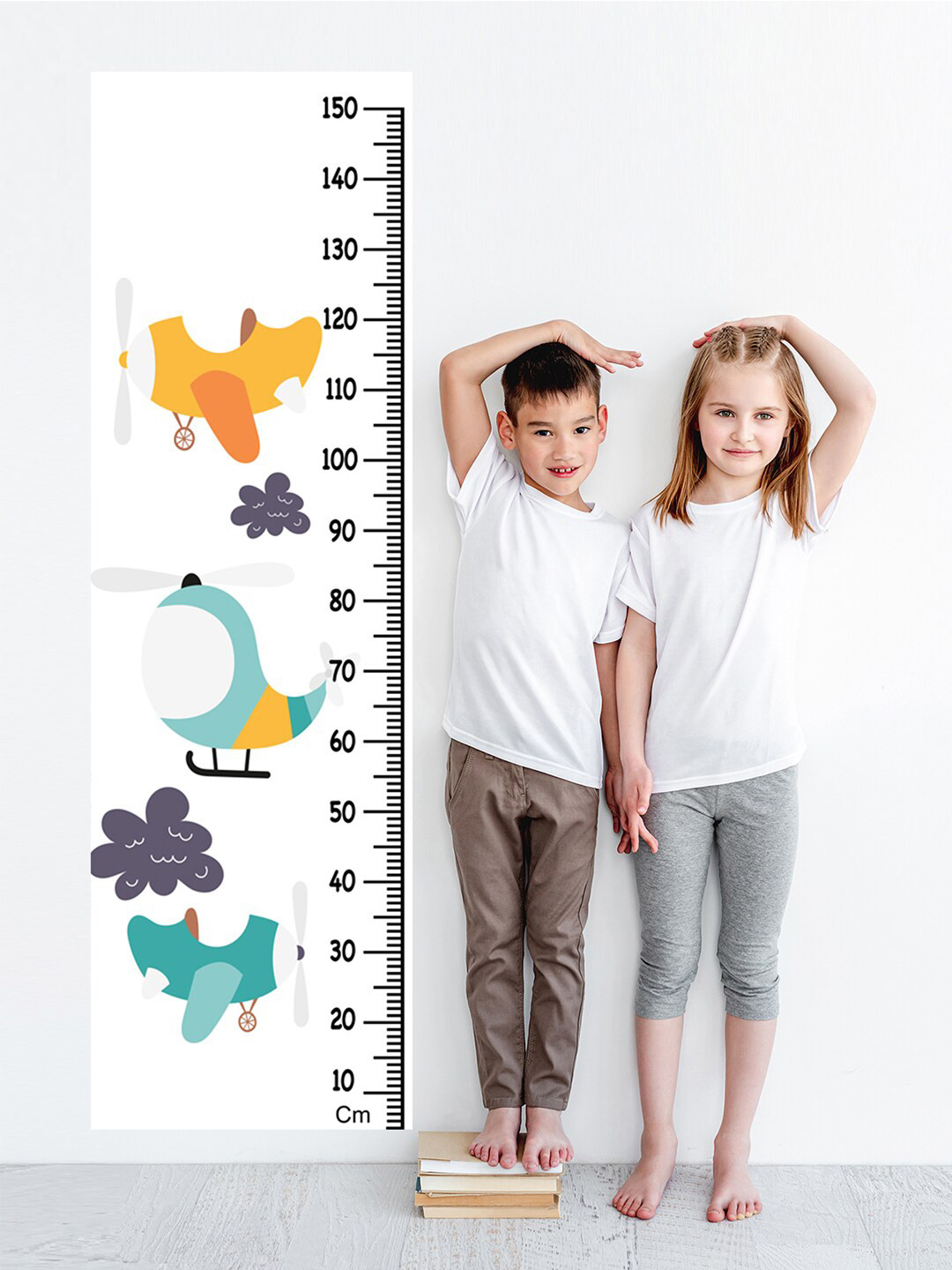 WENS Kids Multicoloured Airplanes Height Chart Vinyl Wall Sticker