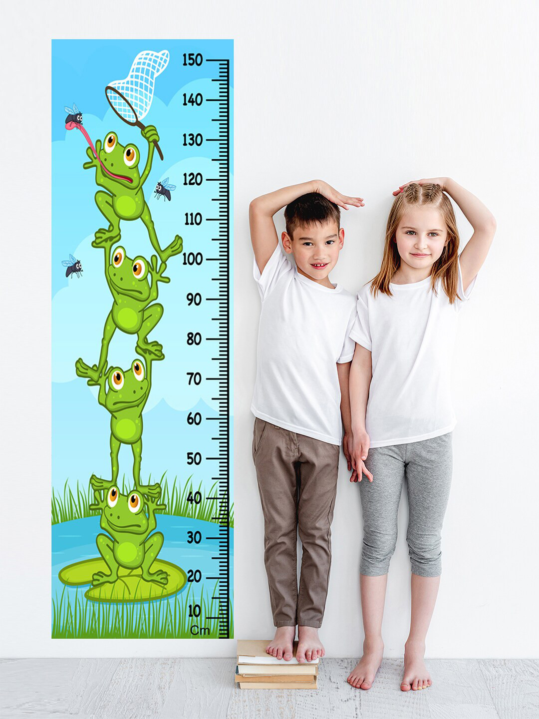 WENS Kids Multicoloured Frogs Fun Height Chart Vinyl Wall Sticker