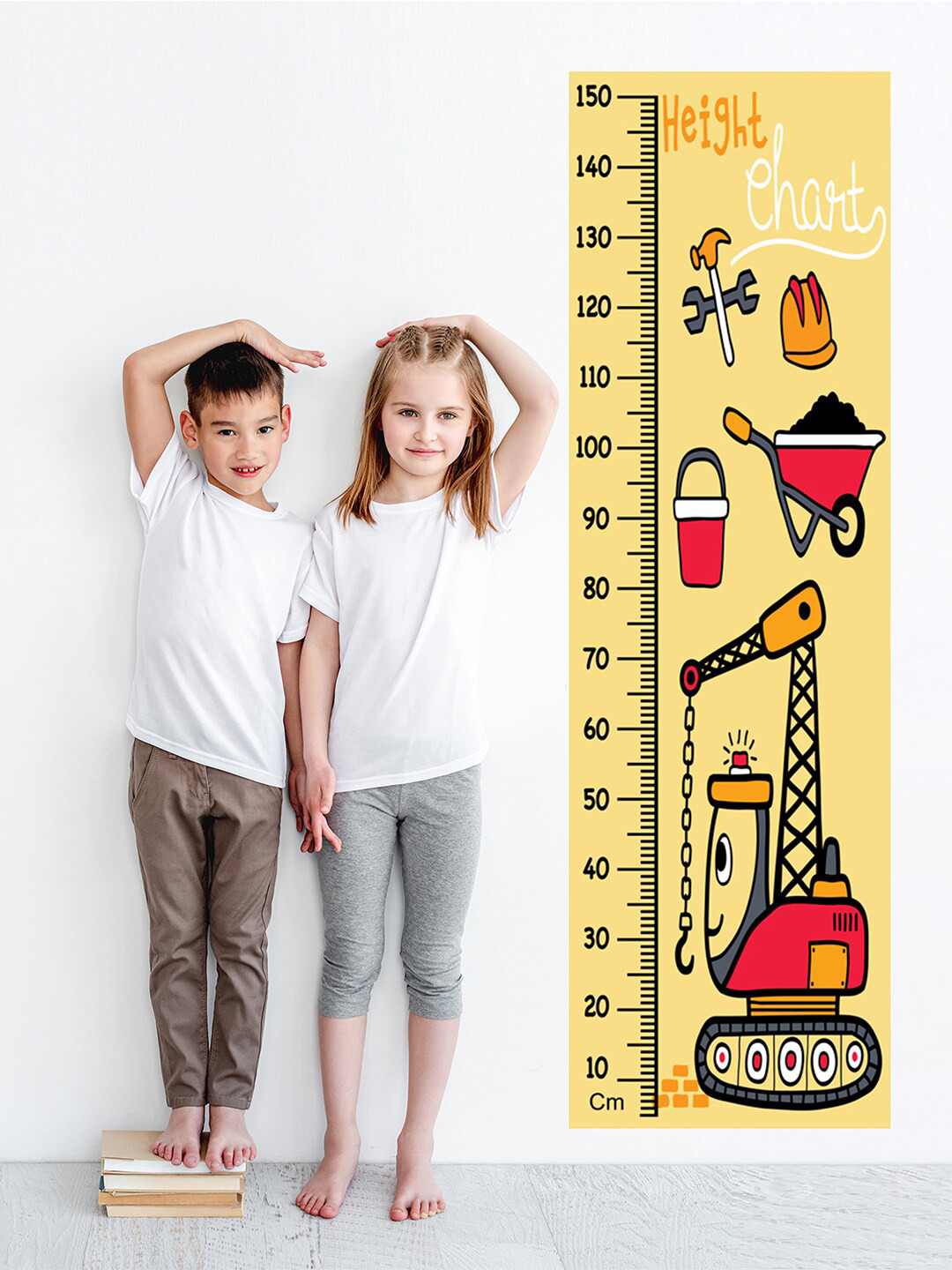 WENS Kids Multicoloured Crane Height Chart Vinyl Wall Sticker