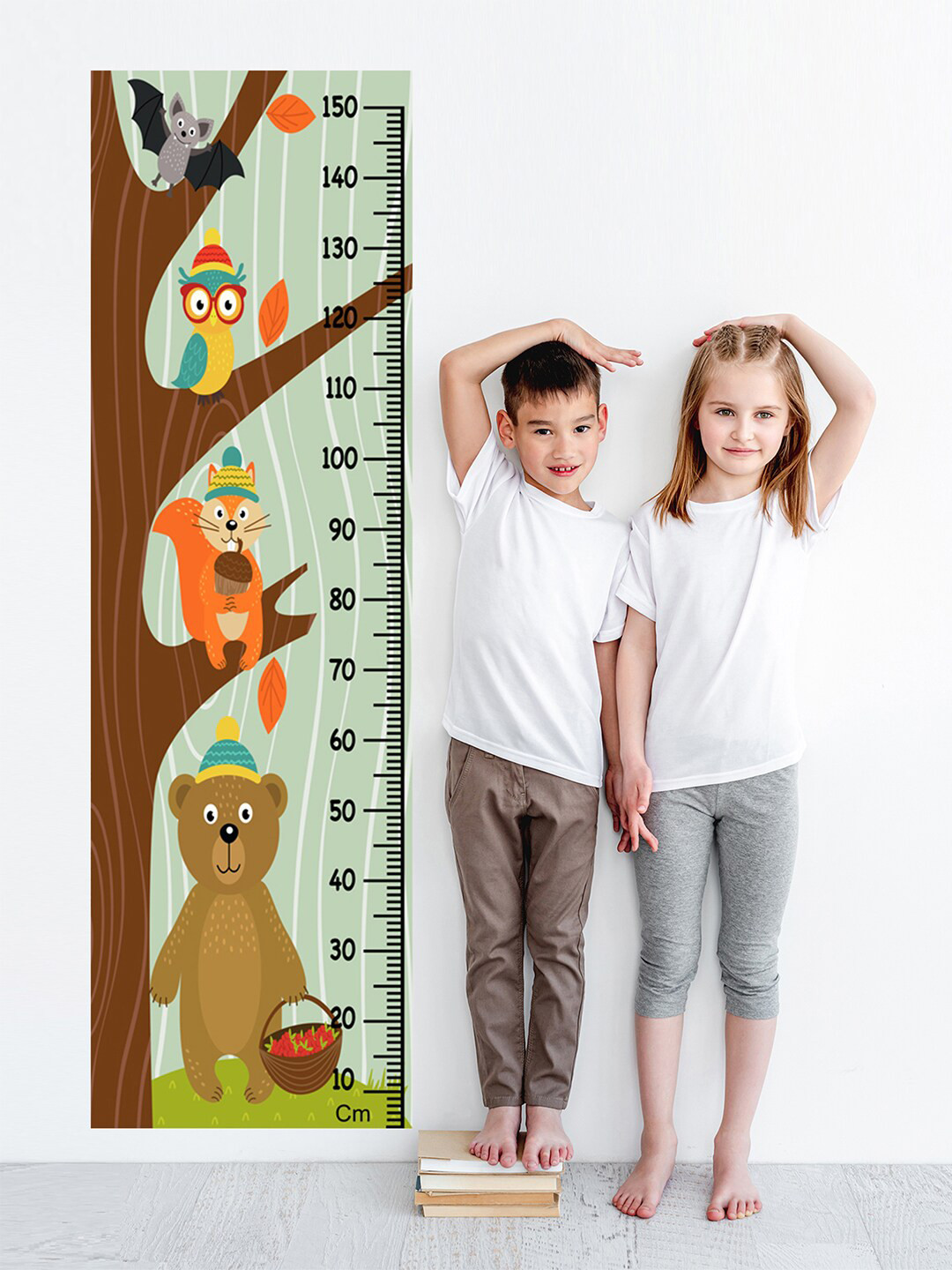 WENS Kids Multicoloured Animals Party Height Chart Vinyl Wall Sticker