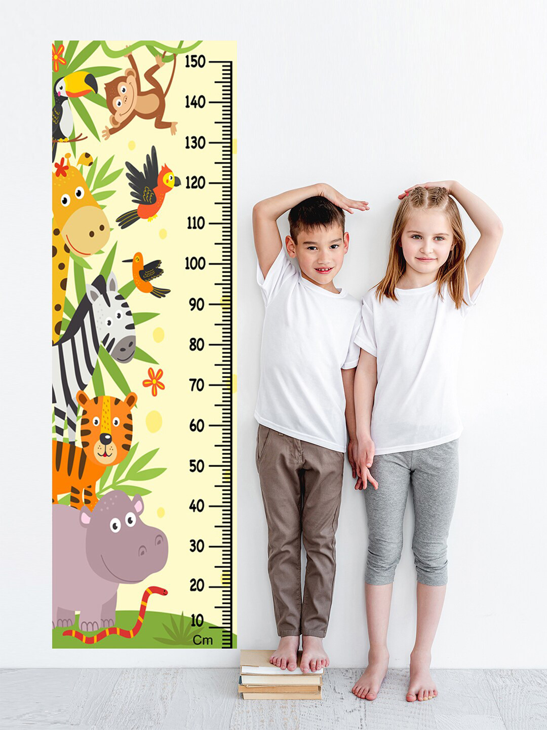 WENS Kids Multicoloured Animals Hide & Seek Height Chart Vinyl Wall Sticker