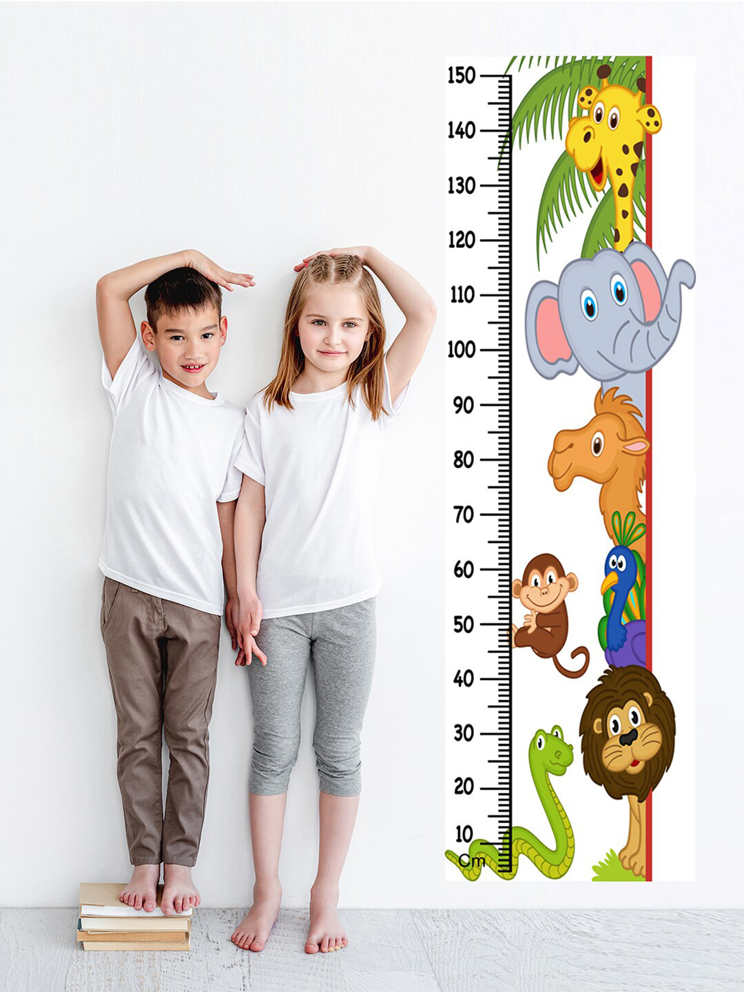 WENS Kids Multicoloured Animals Fun Height Chart Vinyl Wall Sticker