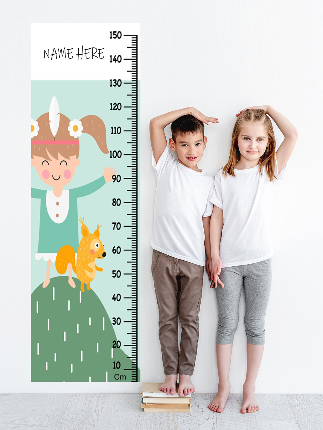 WENS Kids Multicoloured Love Animal Height Chart Vinyl Wall Sticker