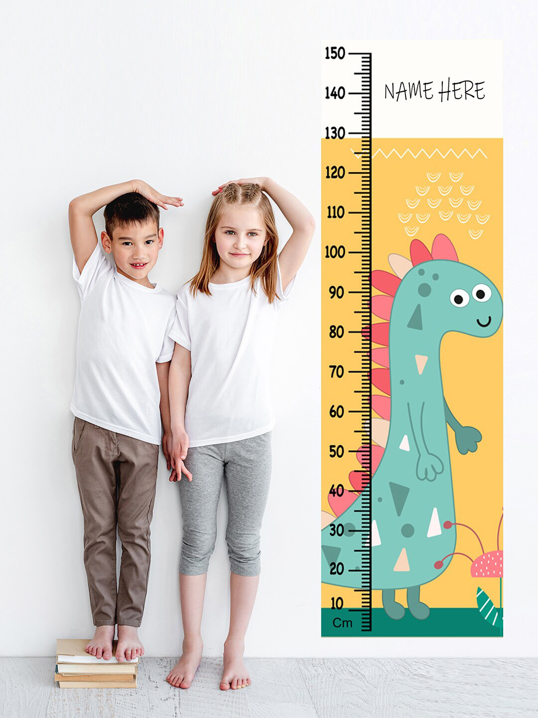 WENS Kids Multicoloured Dinosaur Love Height Chart Vinyl Wall Sticker