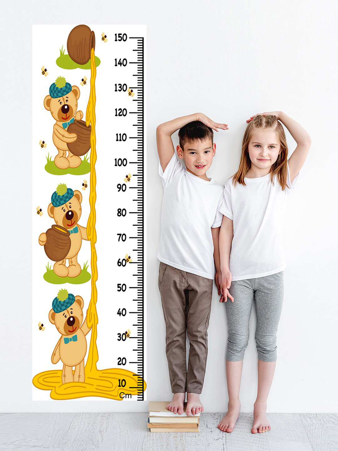WENS Kids Multicoloured Eddy Teddy Fun Height Chart Vinyl Wall Sticker
