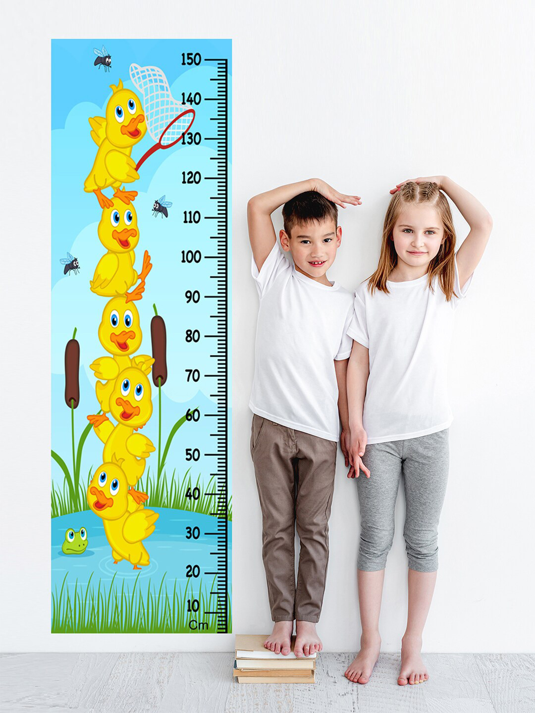 WENS Kids Multicoloured Cute Ducks Height Chart Vinyl Wall Sticker