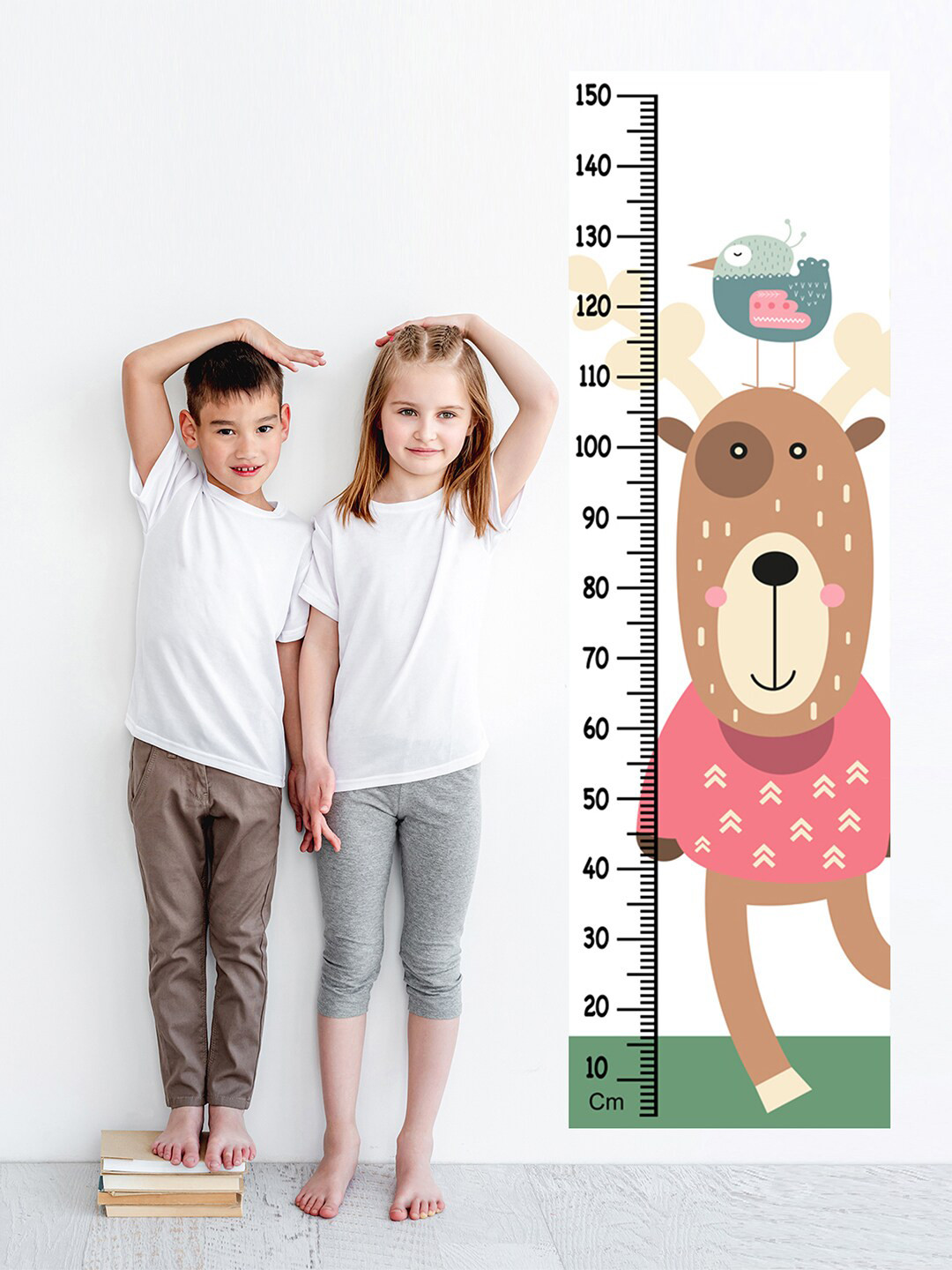 WENS Kids Multicoloured Woodland Animals Height Chart Vinyl Wall Sticker