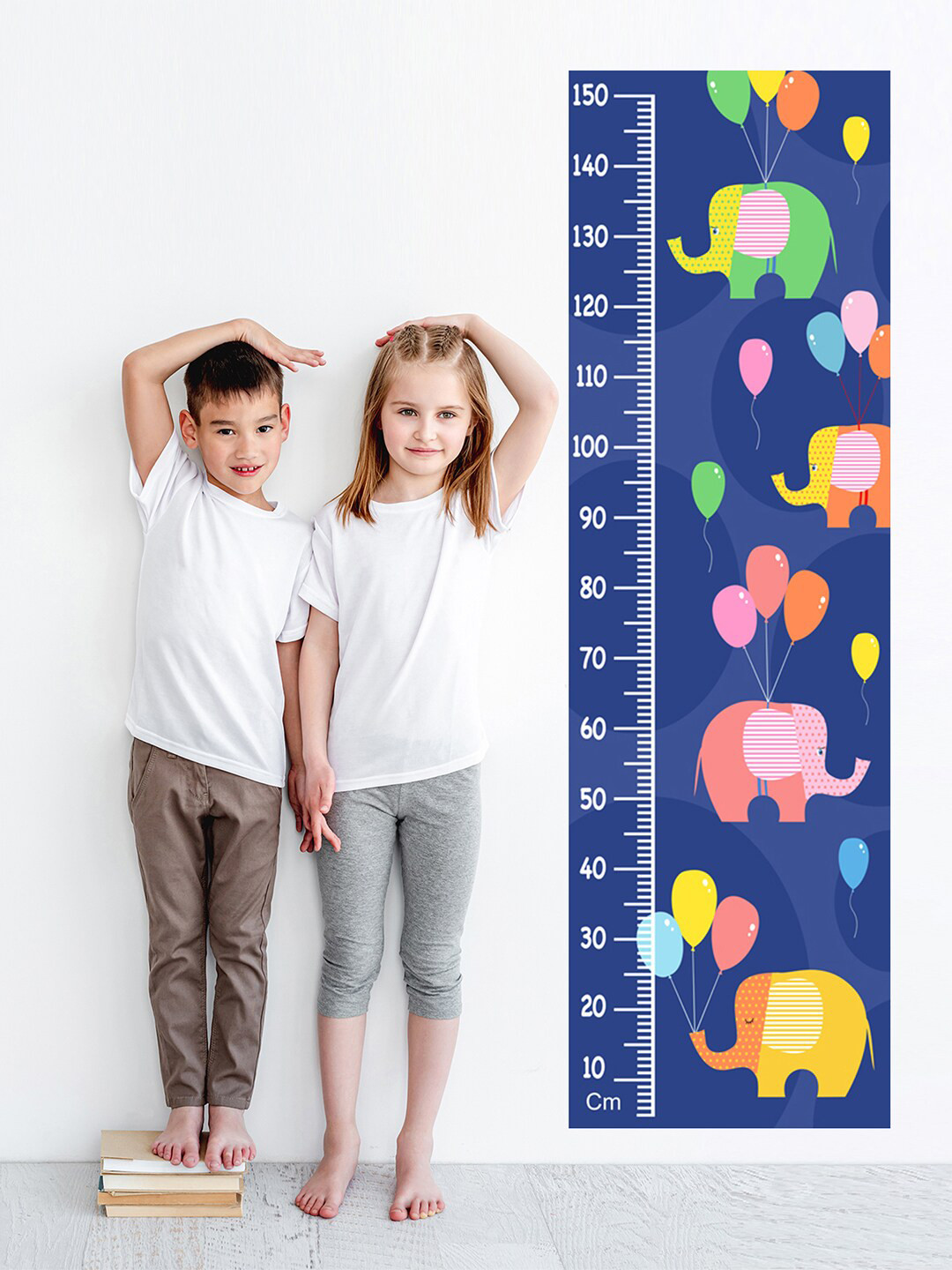 WENS Kids Multicoloured Cute Elephant Height Chart Vinyl Wall Sticker