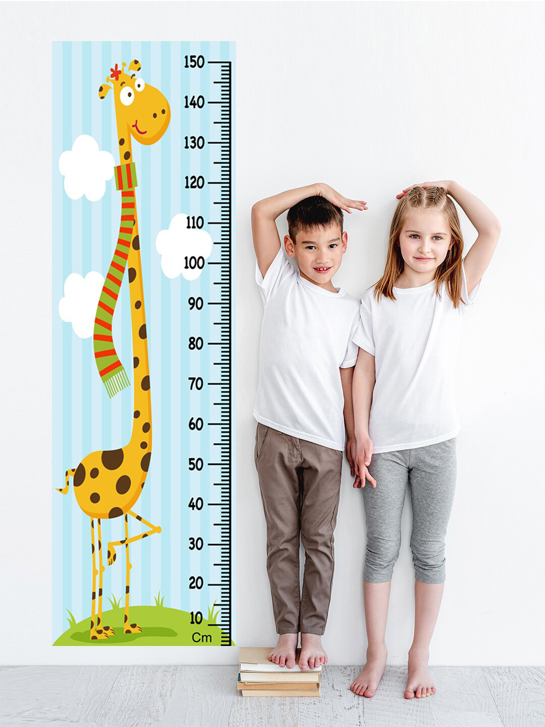 WENS Kids Multicoloured Adorable Giraffe Ducks Height Chart Vinyl Wall Sticker