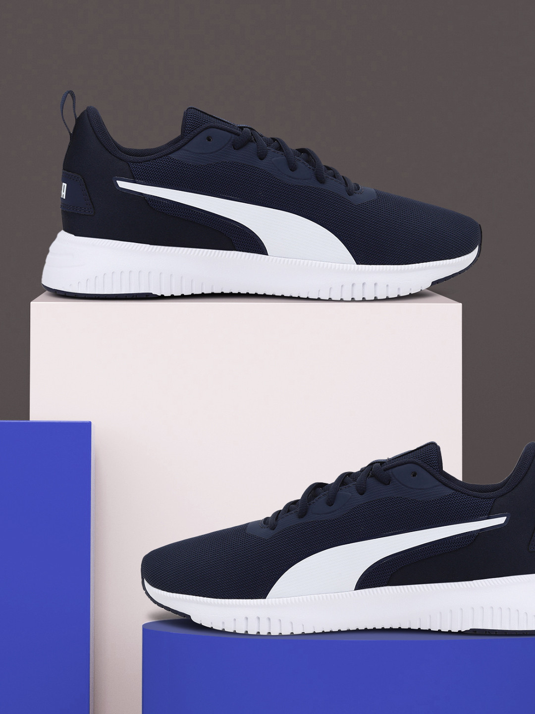 Puma Unisex Navy Blue & White Flyer Flex Running Shoes