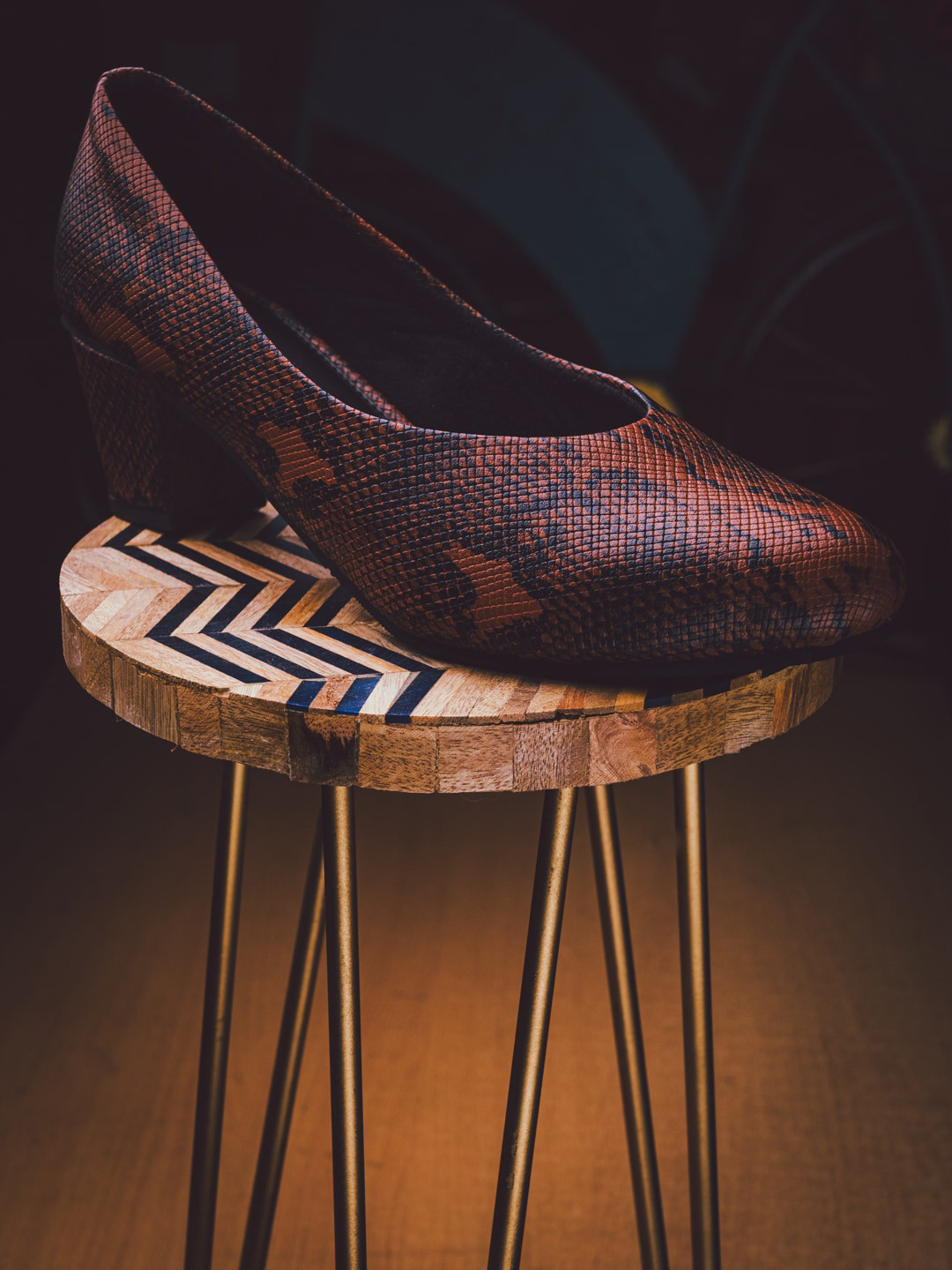 NR By Nidhi Rathi Tan Textured Block Pumps