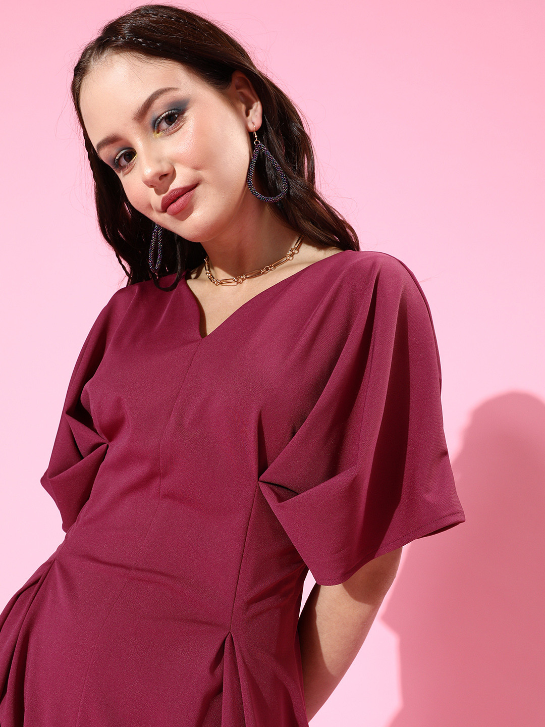 Athena Fuchsia Waisted Dress