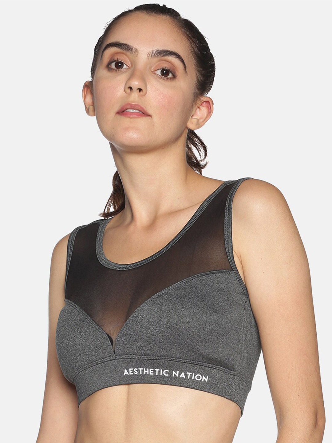 AESTHETIC NATION Women Charcoal Workout Bra