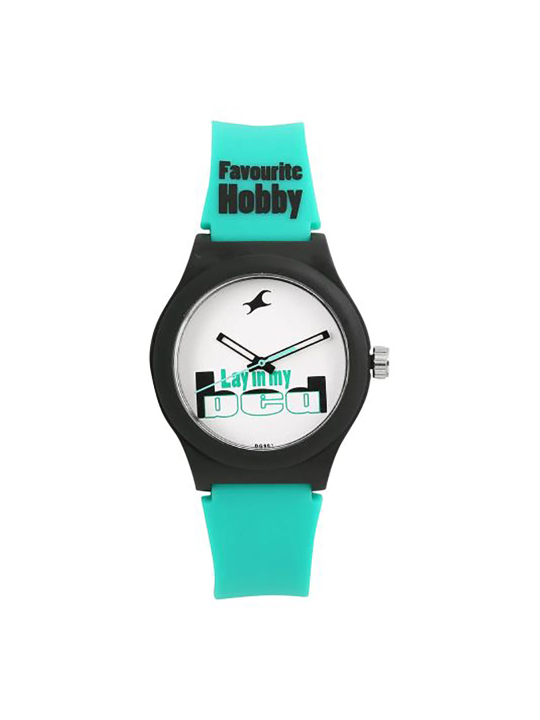 Fastrack Unisex White Printed Dial & Sea Green Straps Tees Lazy Analogue Watch 38037PP11