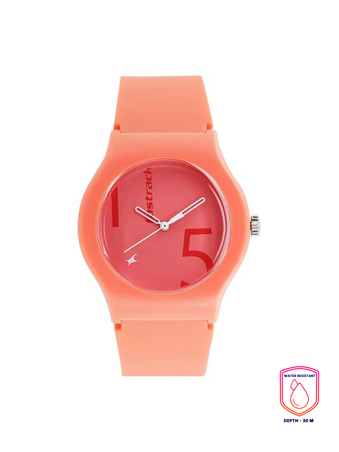 Fastrack Unisex Peach Printed Tees Minimalist Analogue Watch 9915PP57