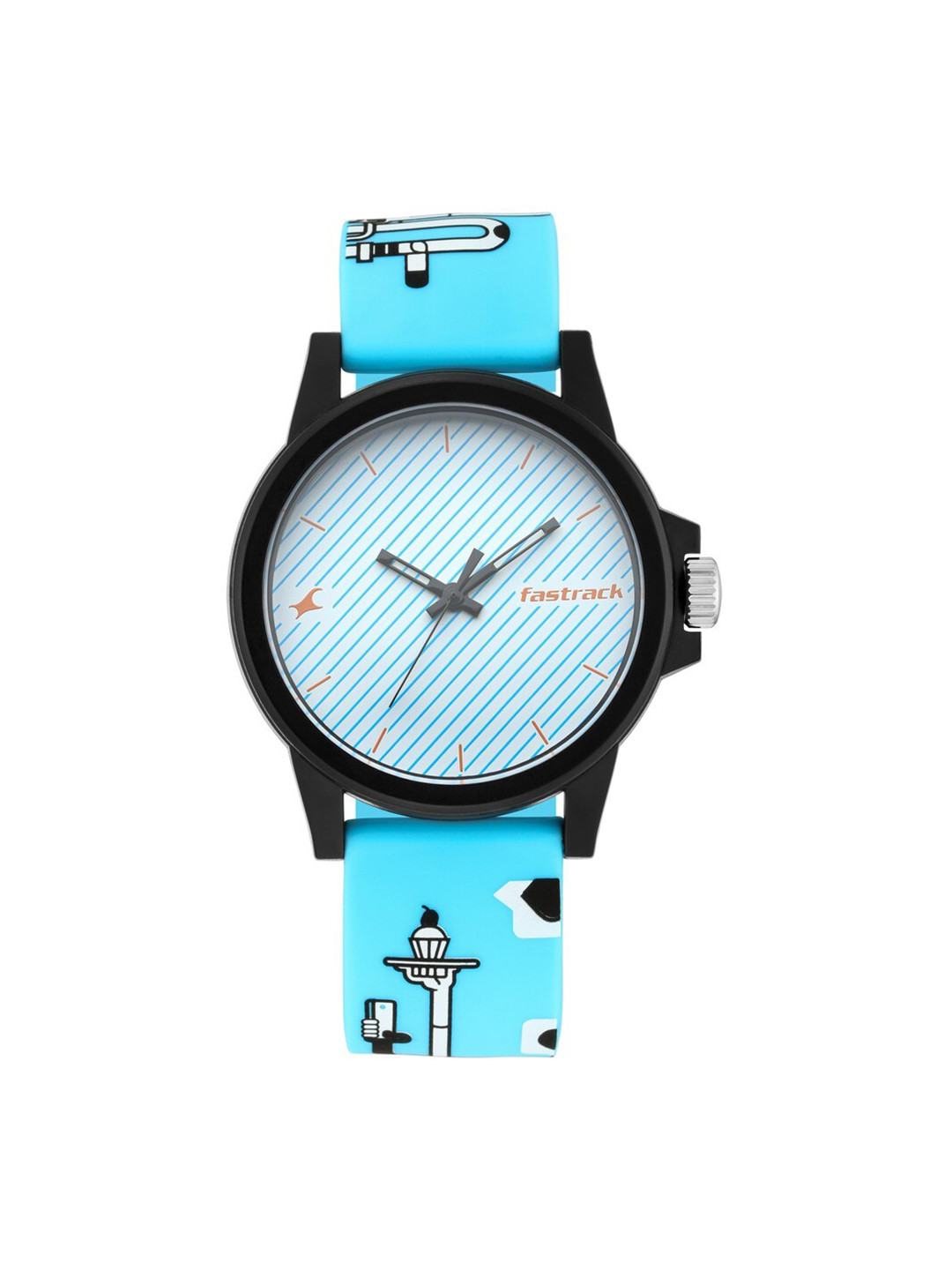 Fastrack Unisex White Printed TEES -Hashtag Analogue Watch 68012PP08