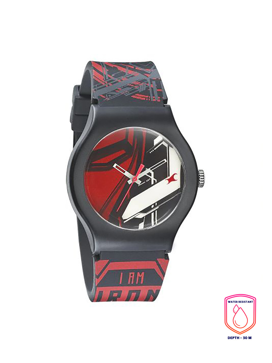 Fastrack Unisex Black & Red Dial & Straps Iron Man Print Analogue Watch 9915PP88