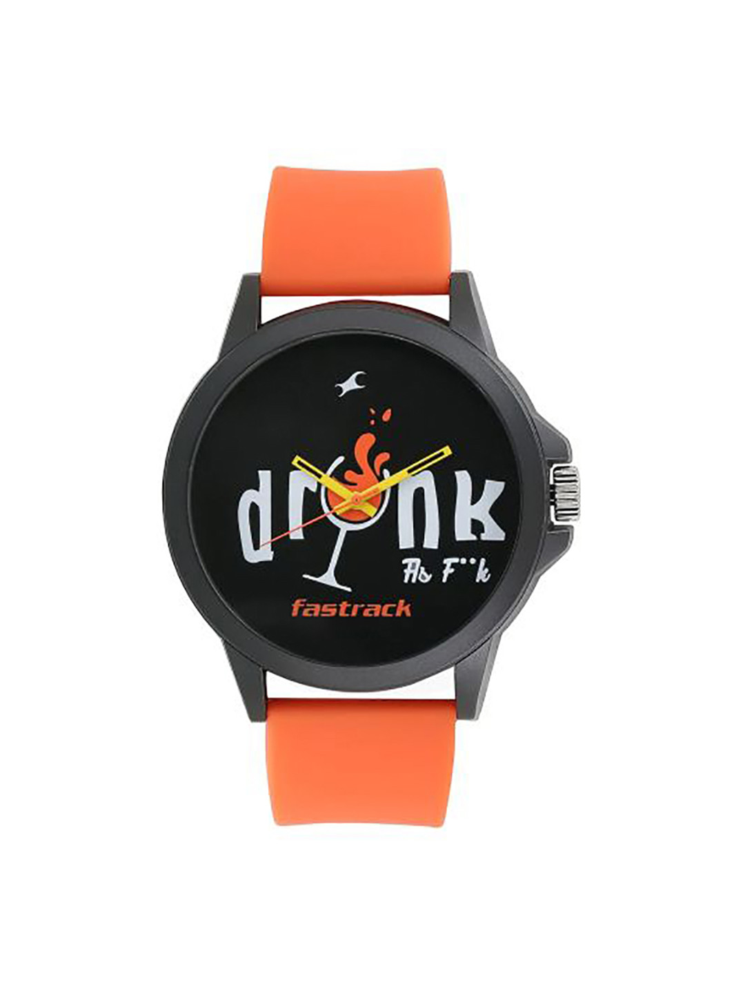 Fastrack Unisex Black & White Printed Dial & Orange Straps Analogue Watch 38024PP31