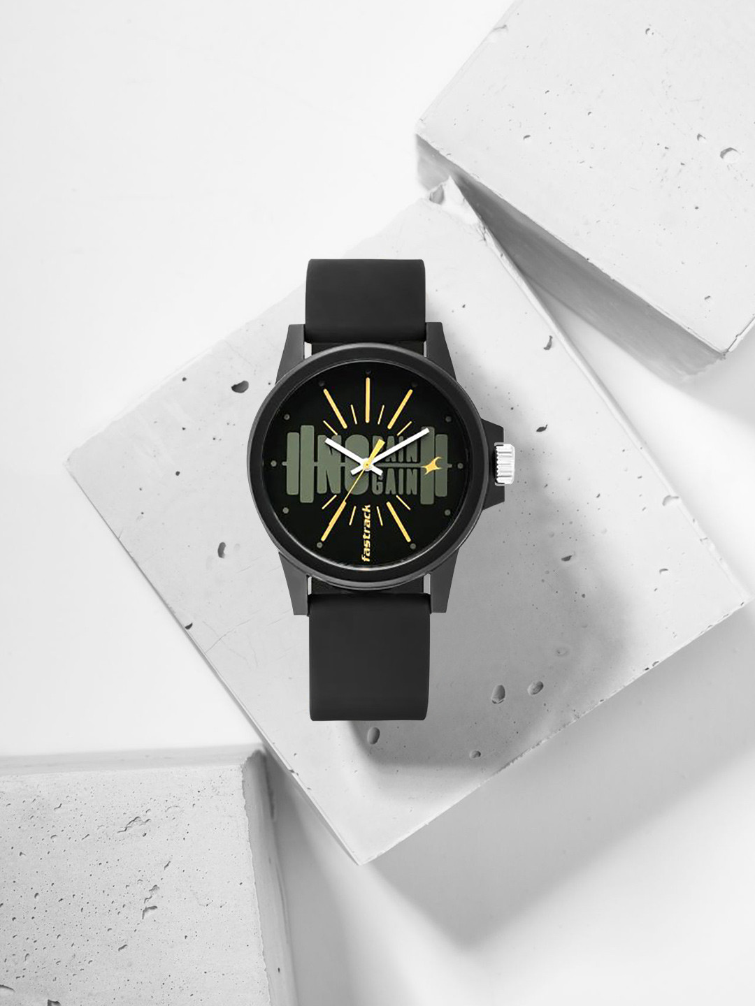 Fastrack Unisex Black Printed Dial & Black Straps Tees - Fast Fit Analogue Watch 68012PP14