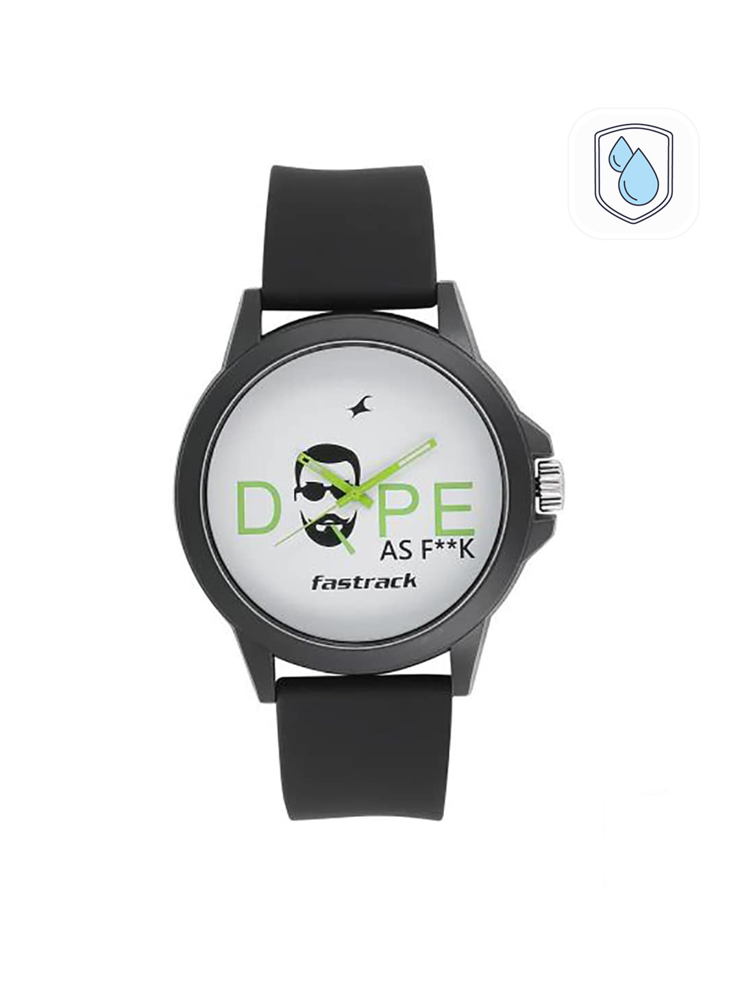 Fastrack Unisex White & Green Printed Dial & Black Straps Analogue Watch 38024PP34