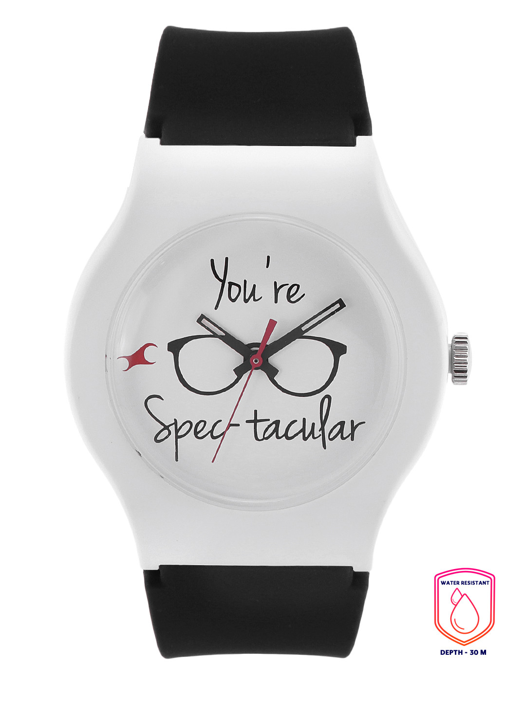 Fastrack Unisex White Printed Dial & Black Straps Tees Valentine Analogue Watch 9915PP64