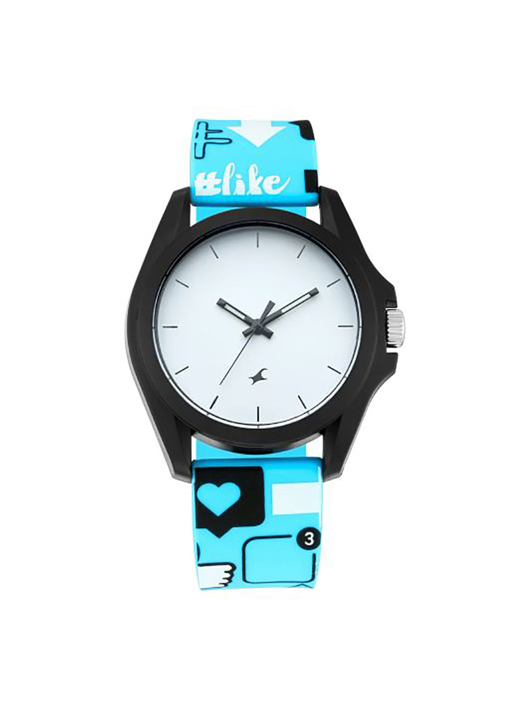 Fastrack Unisex White Dial & Blue Straps Analogue Watch 68011PP03