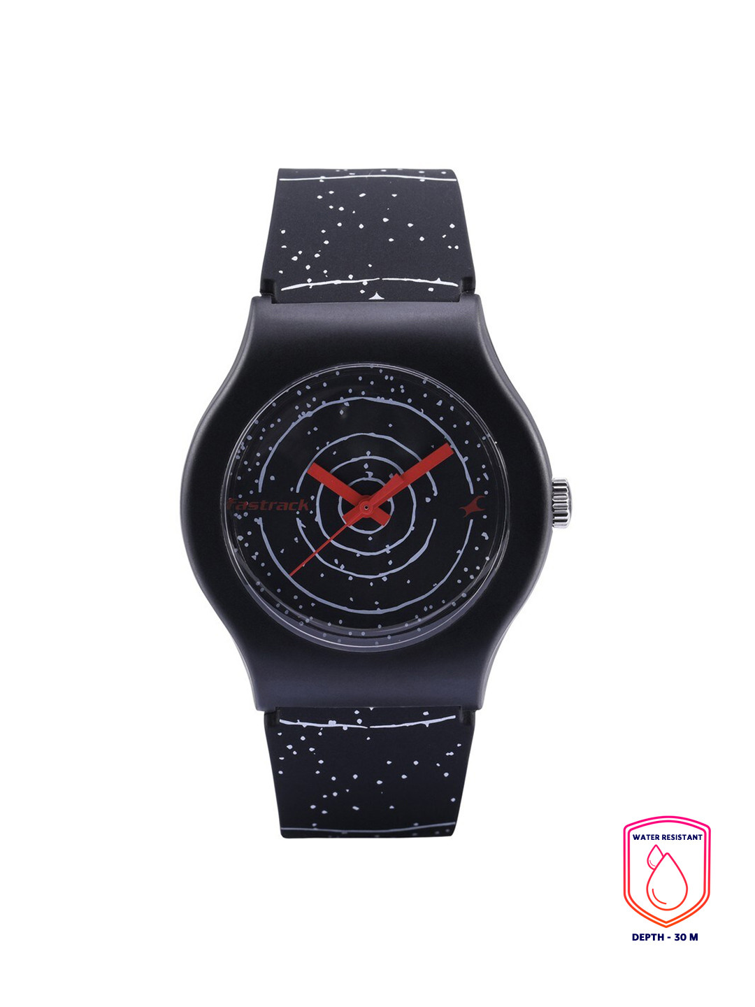 Fastrack Unisex Black Printed Dial & Black Straps Analogue Watch 9915PP101