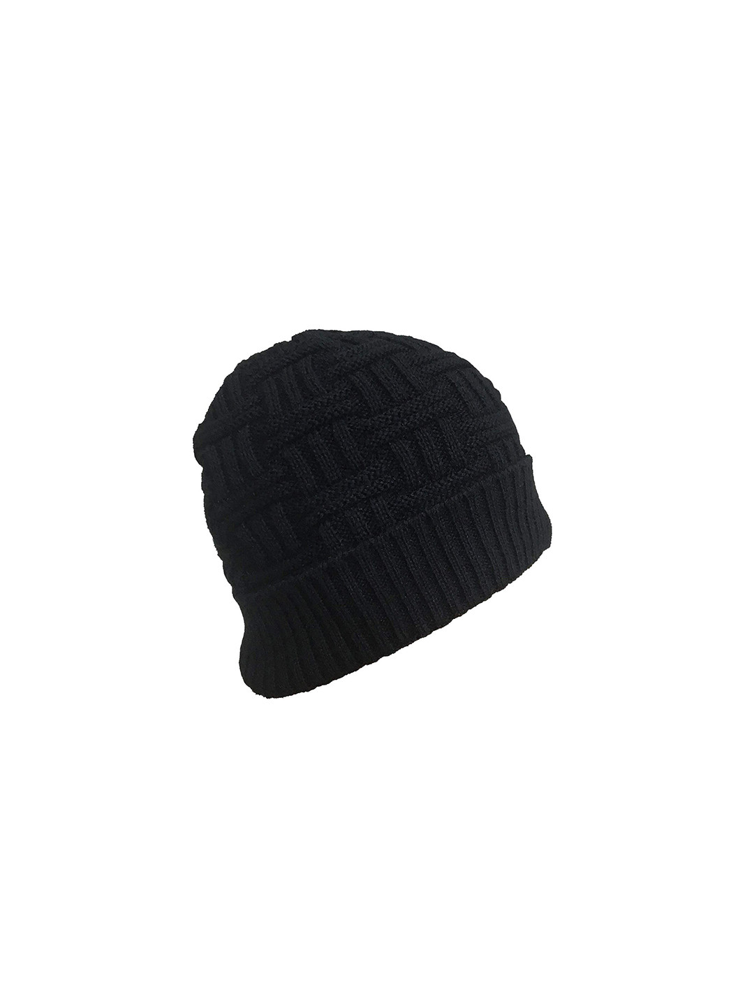 Gajraj Unisex Black Knitted Woolen Beanie