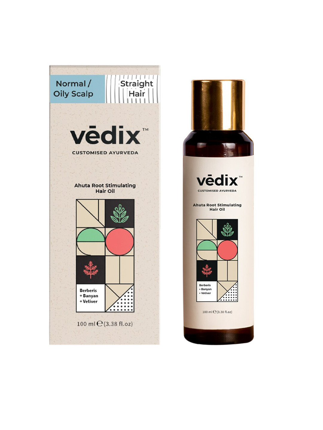 VEDIX Customized Ayurvedic Ahuta Root Stimulating Hair Oil for Normal & Oily Scalp - Straight Hair