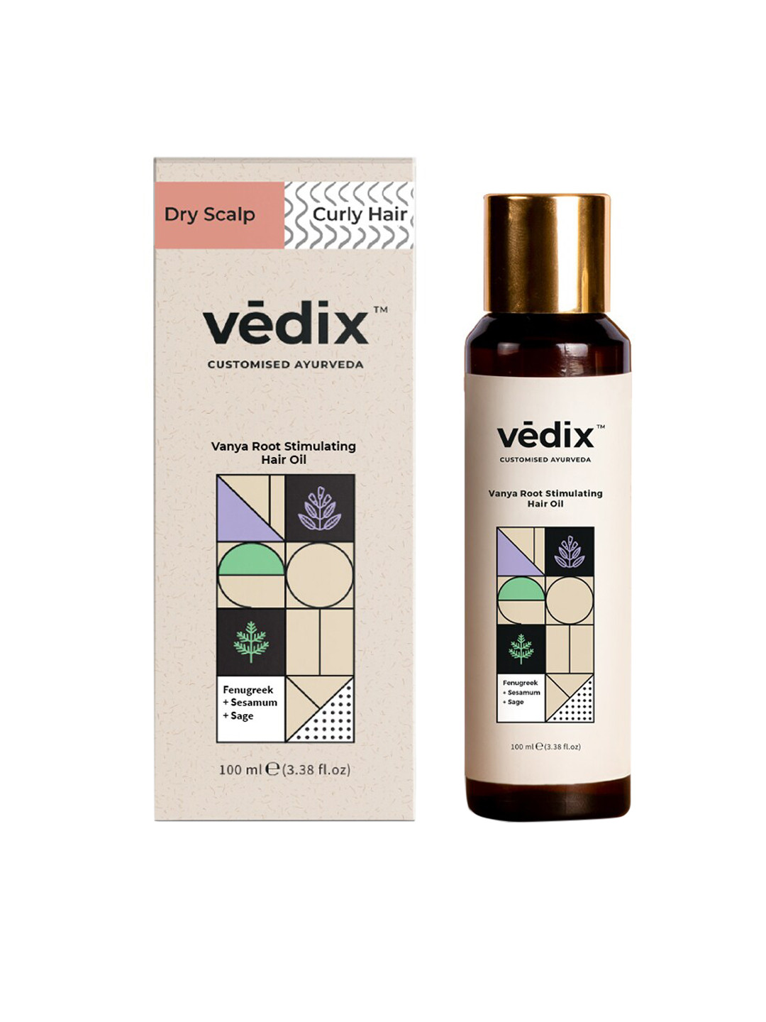 VEDIX Customized Ayurvedic Vanya Root Stimulating Hair Oil for Dry Scalp - Curly Hair