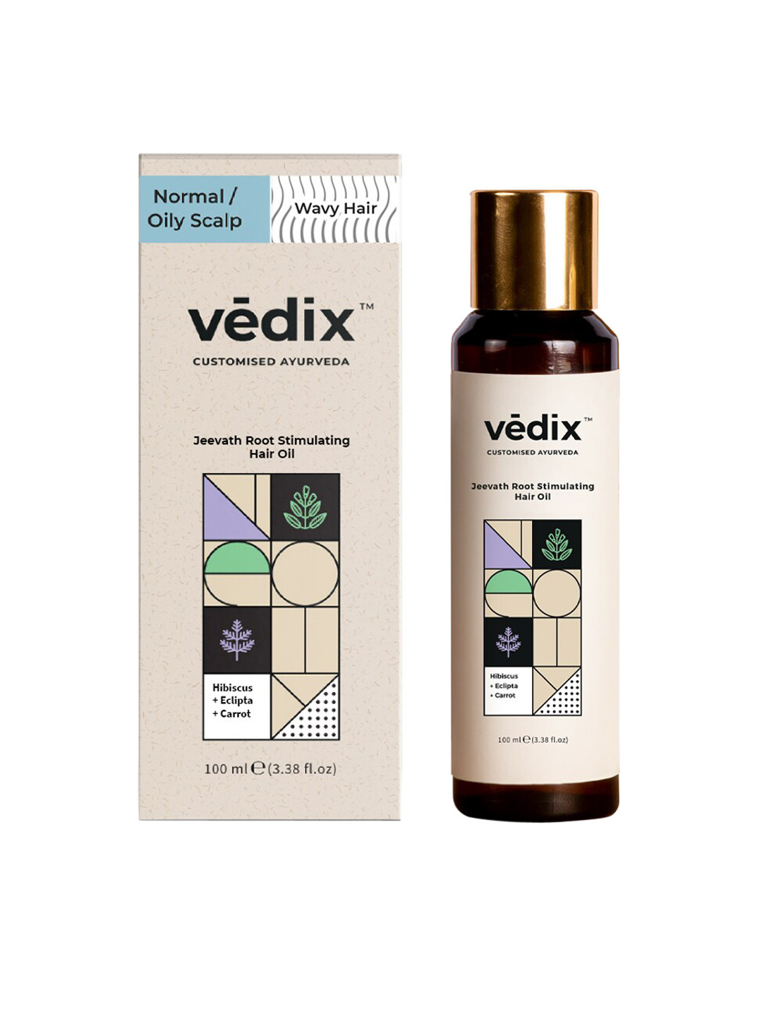VEDIX Customized Ayurvedic Jeevath Root Stimulating Hair Oil Normal & Oily Scalp - Wavy  Hair