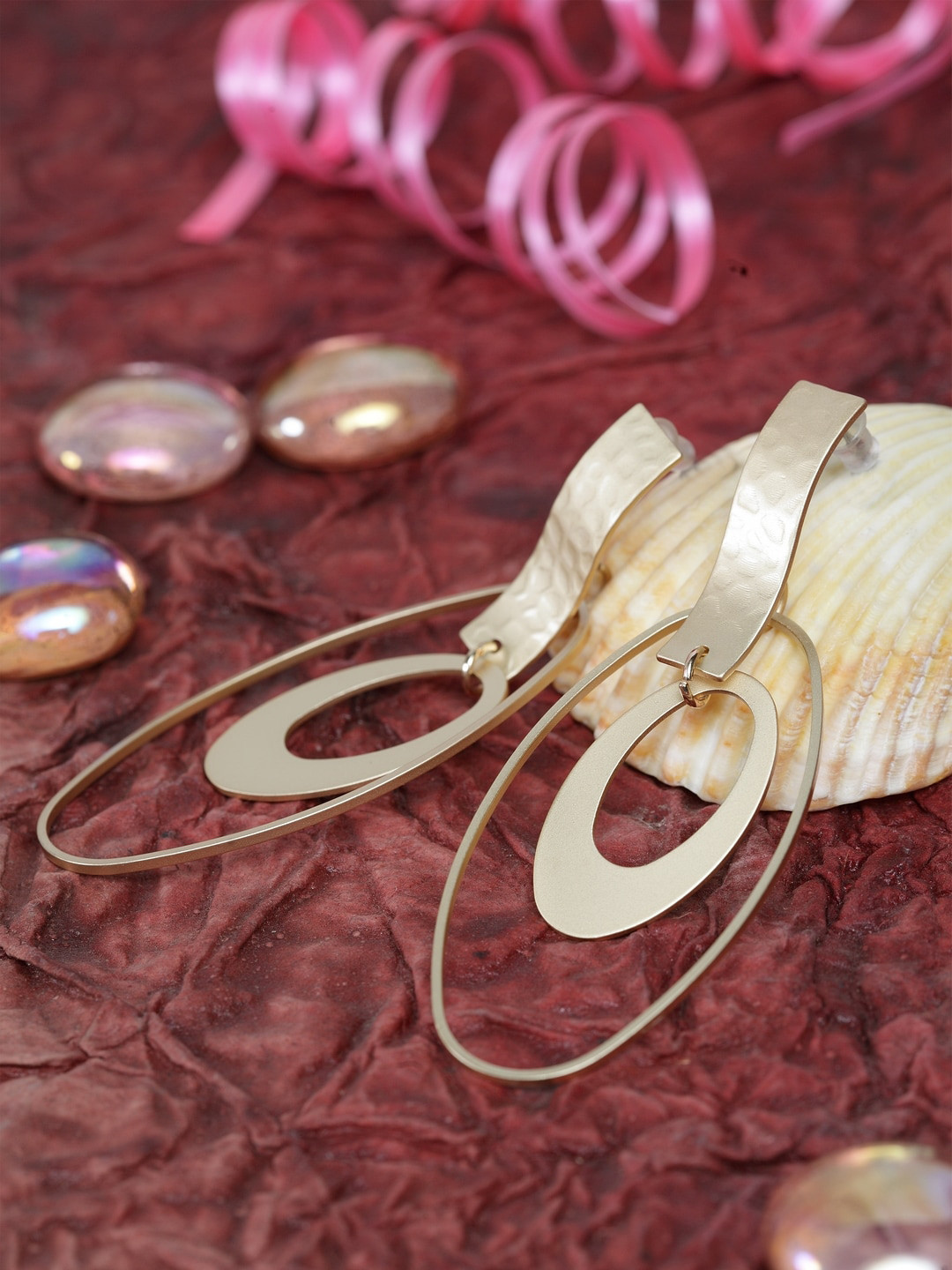 DIVA WALK Gold-Plated Handcrafted Oval Drop Earrings