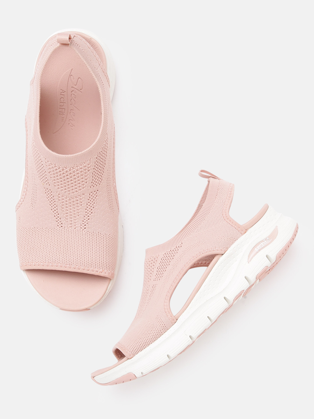 Skechers Women Pink Arch Fit - City Catch Open Toe Flats