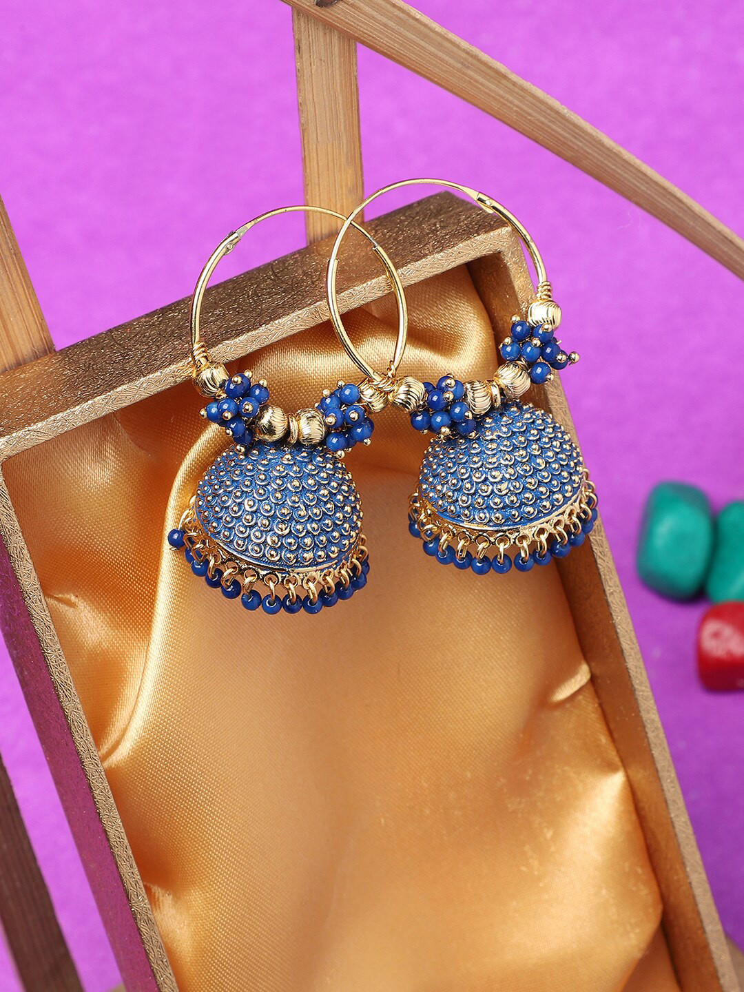 ANIKAS CREATION Blue Contemporary Jhumka Earrings