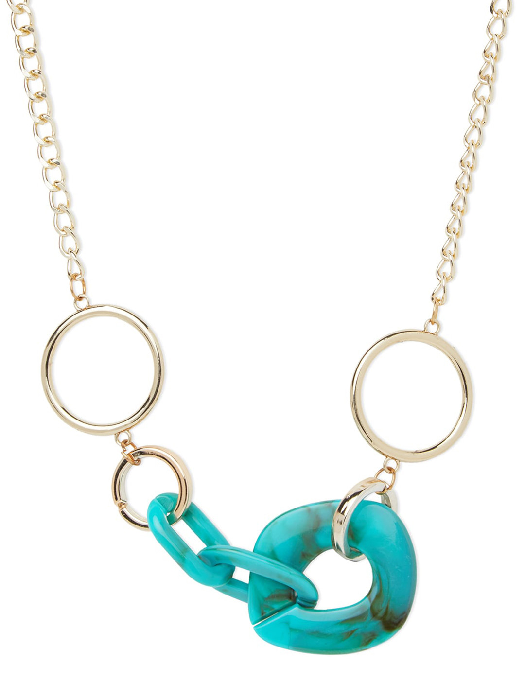 Blisscovered Gold-Toned & Turquoise Blue Gold-Plated Necklace