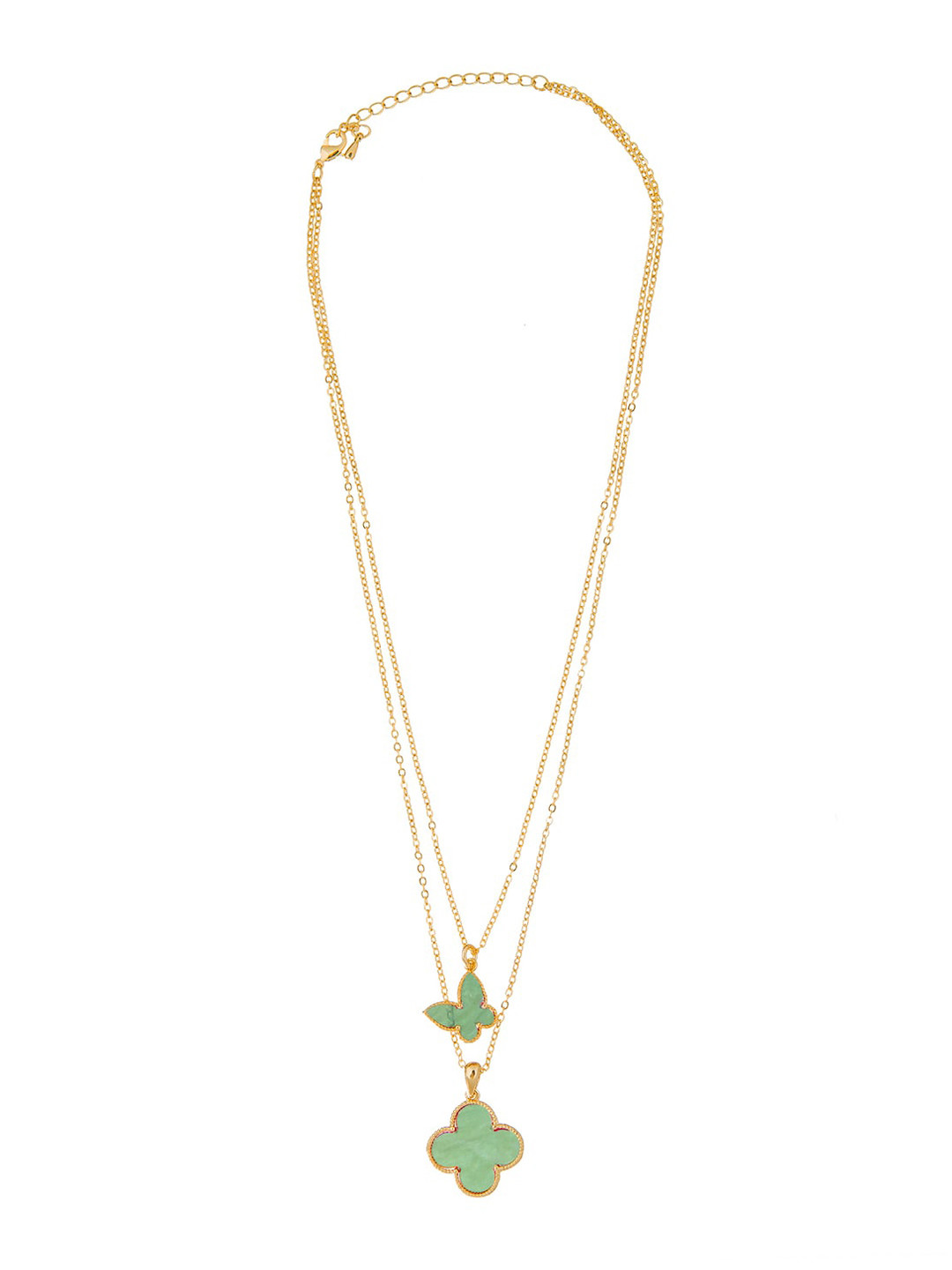 Moon Dust Women Gold-Toned & Green Brass Gold-Plated Layered Necklace