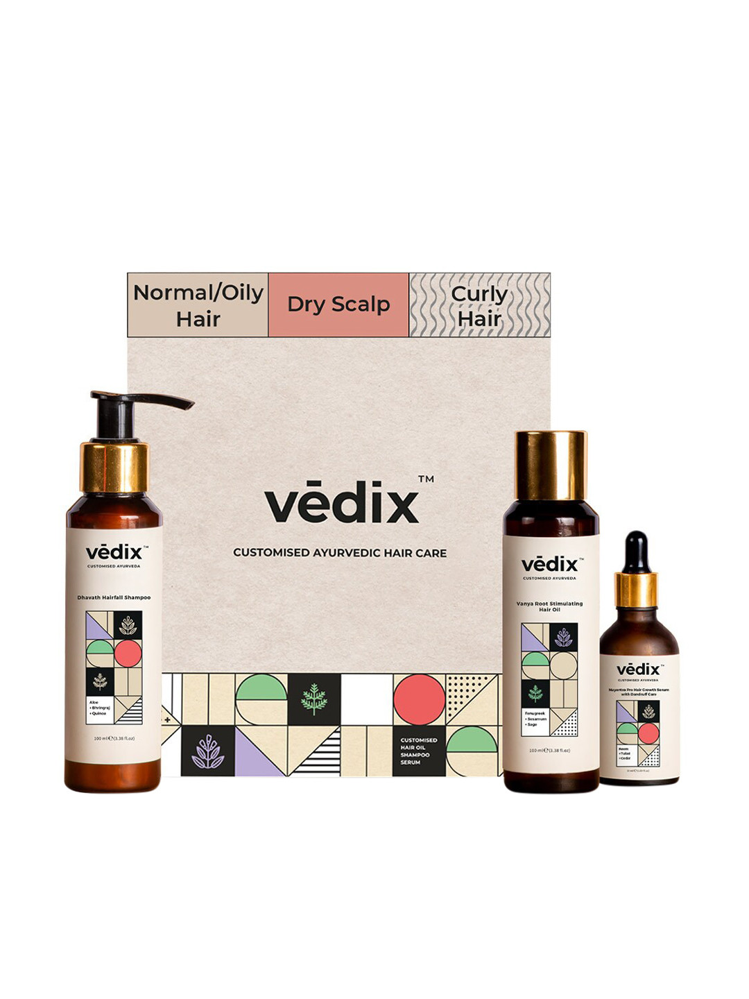 VEDIX Customized Hair Fall Control Regimen for Dry Hair - Dry Scalp & Curly Hair