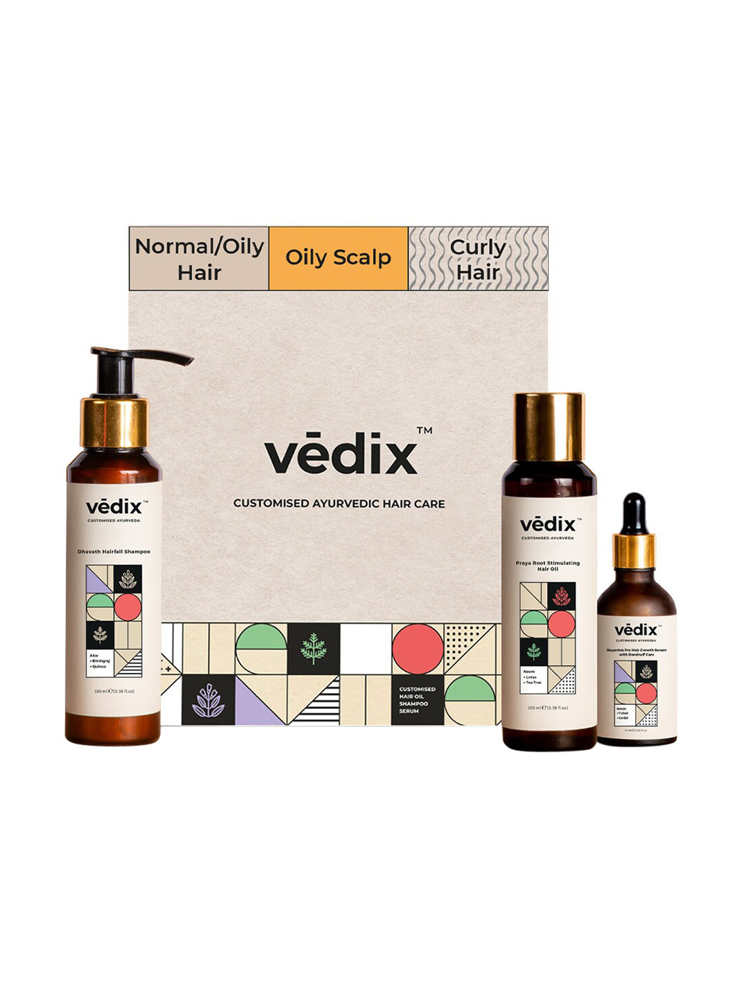 Vedix Customized Hair fall Control Regimen for Dry Hair - Dry Scalp + Curly Hair
