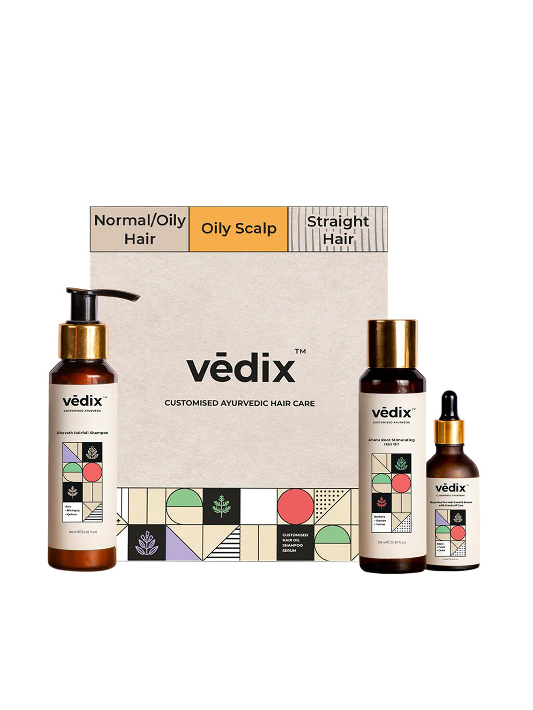 VEDIX Customized Hair Fall & Dandruff Control for Normal, Oily & Straight Hair