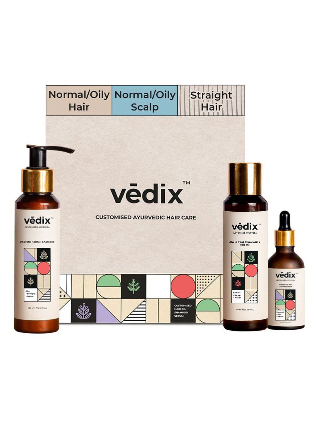 VEDIX Customized Hair Fall Control Normal/Oily Hair:Normal oily Scalp+Straight Hair