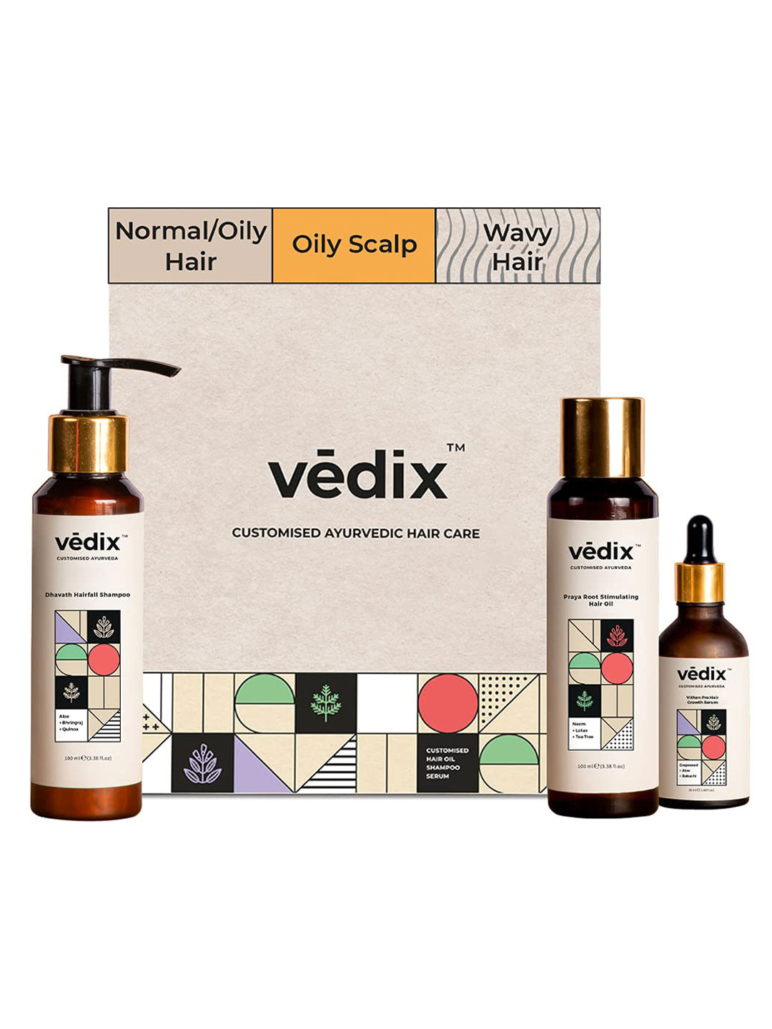 VEDIX Womens Customized Hair Fall Control Regimen for Normal/Oily Hair - Wavy Hair