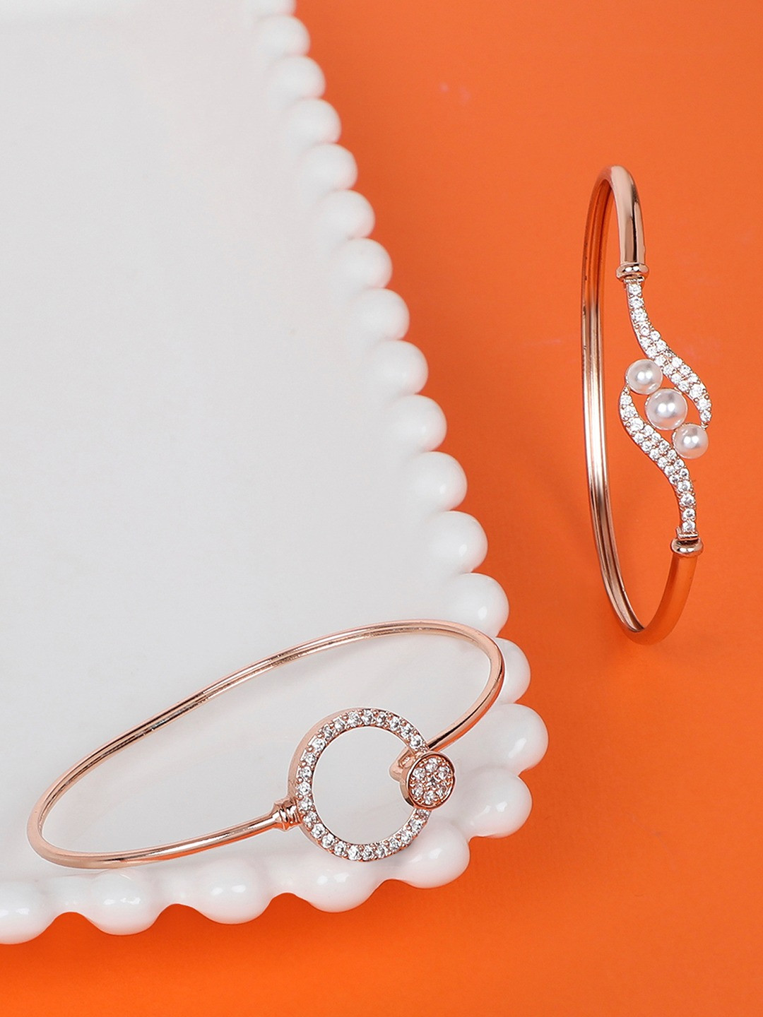 AMI Set-2 Women Rose Gold Plated Bracelet