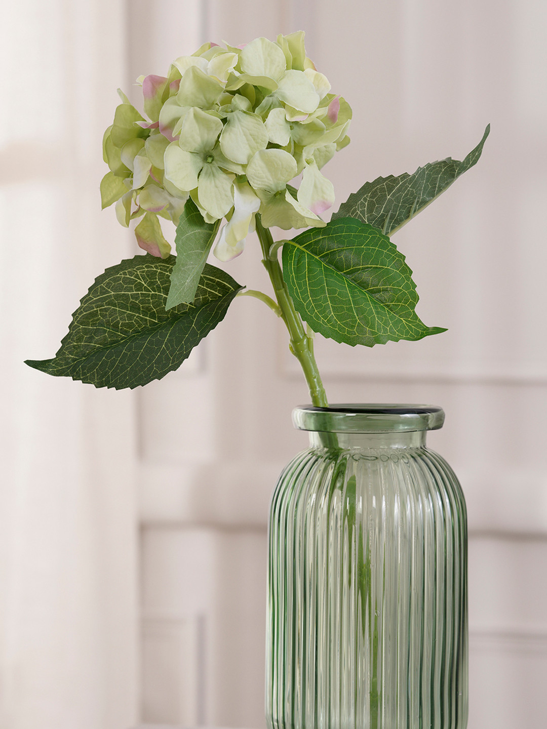 Pure Home and Living White & Green Artificial Hydrangea Flower