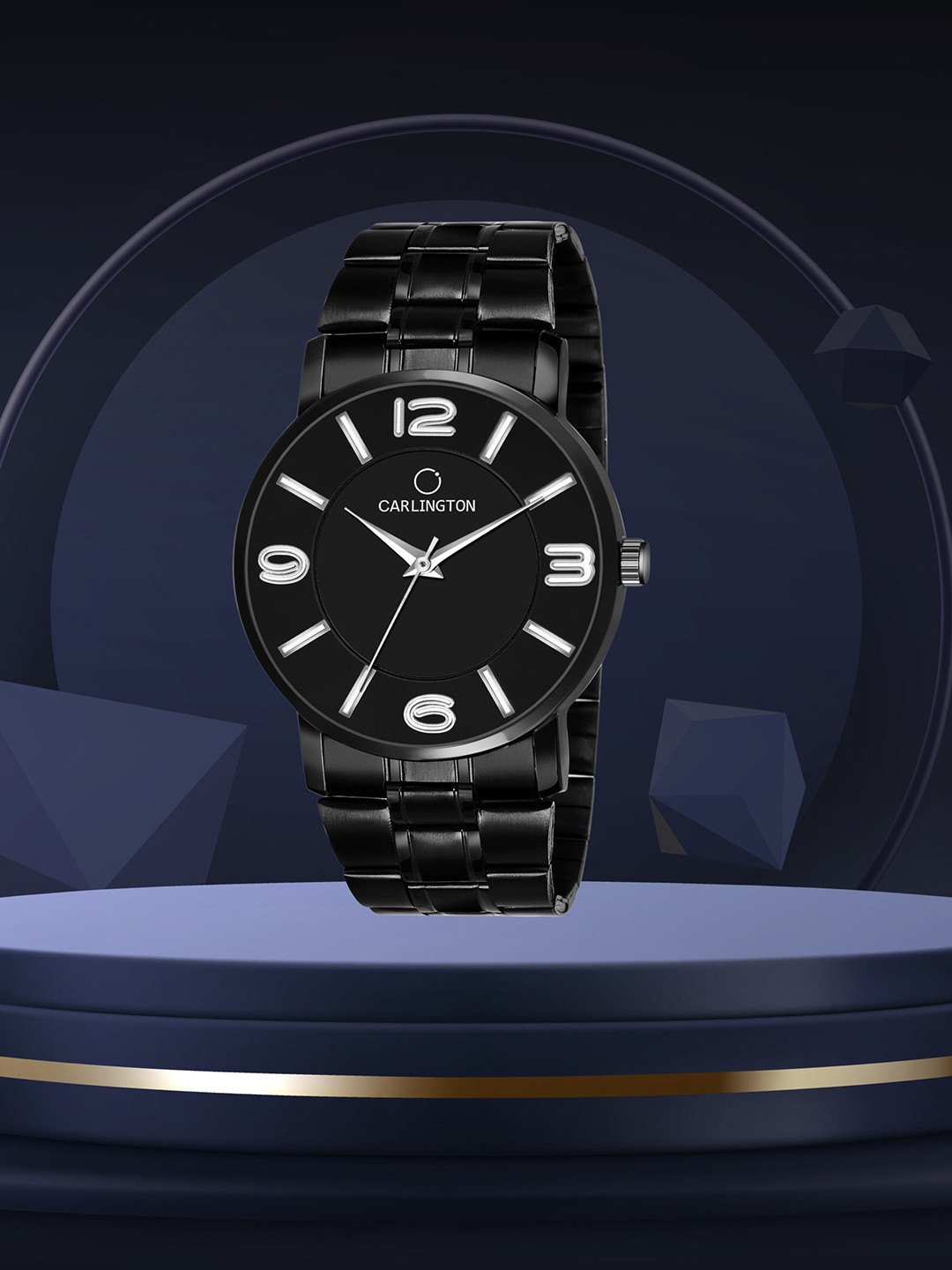 CARLINGTON Men Black Dial & Black Bracelet Style Straps Analogue Watch CT-6030BB