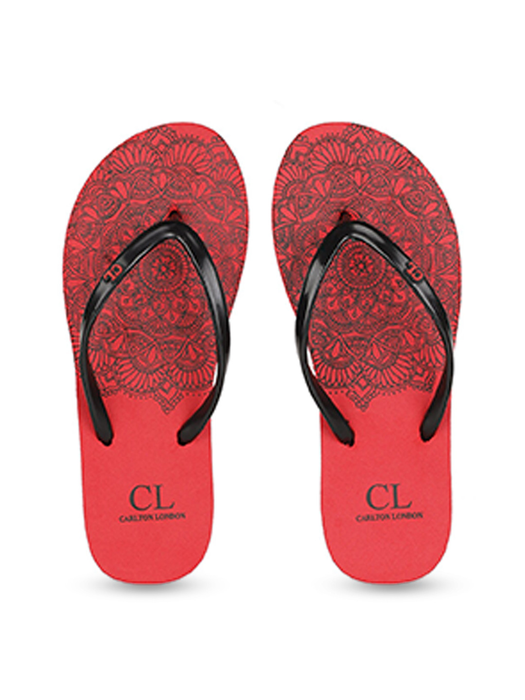 Carlton London Women Black & Red Printed Room Slippers