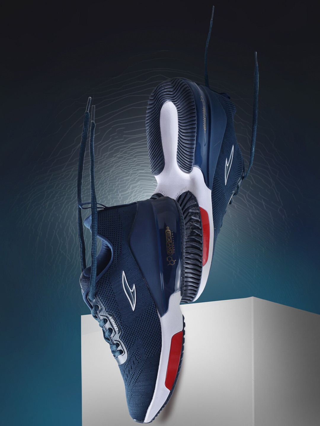 ASIAN Men Turquoise Blue & Red Oxygen-01 Mesh Running Shoes